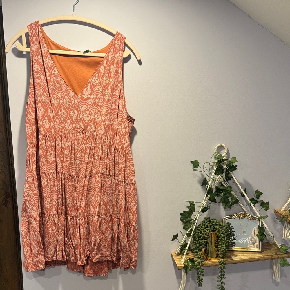 Women's Sleeveless Boho Top - Orange Pattern
